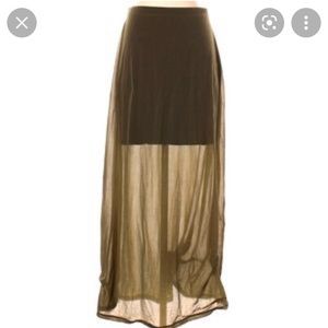 EUC Olive Halogen Maxi with Sheer Bottom